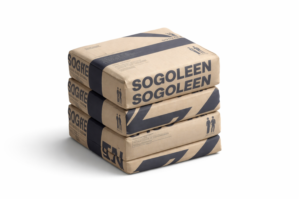 stack of cement bags against white backdrop